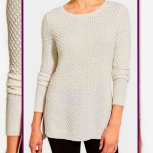 ATHLETA CREAM HONEYCOMB WHITE SWEATER S